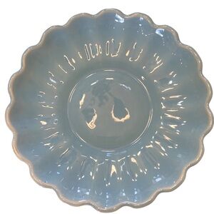 Vintage Catalina Pottery "Rancho" Blue Fluted Bowl - Opal/Iridescent Glaze